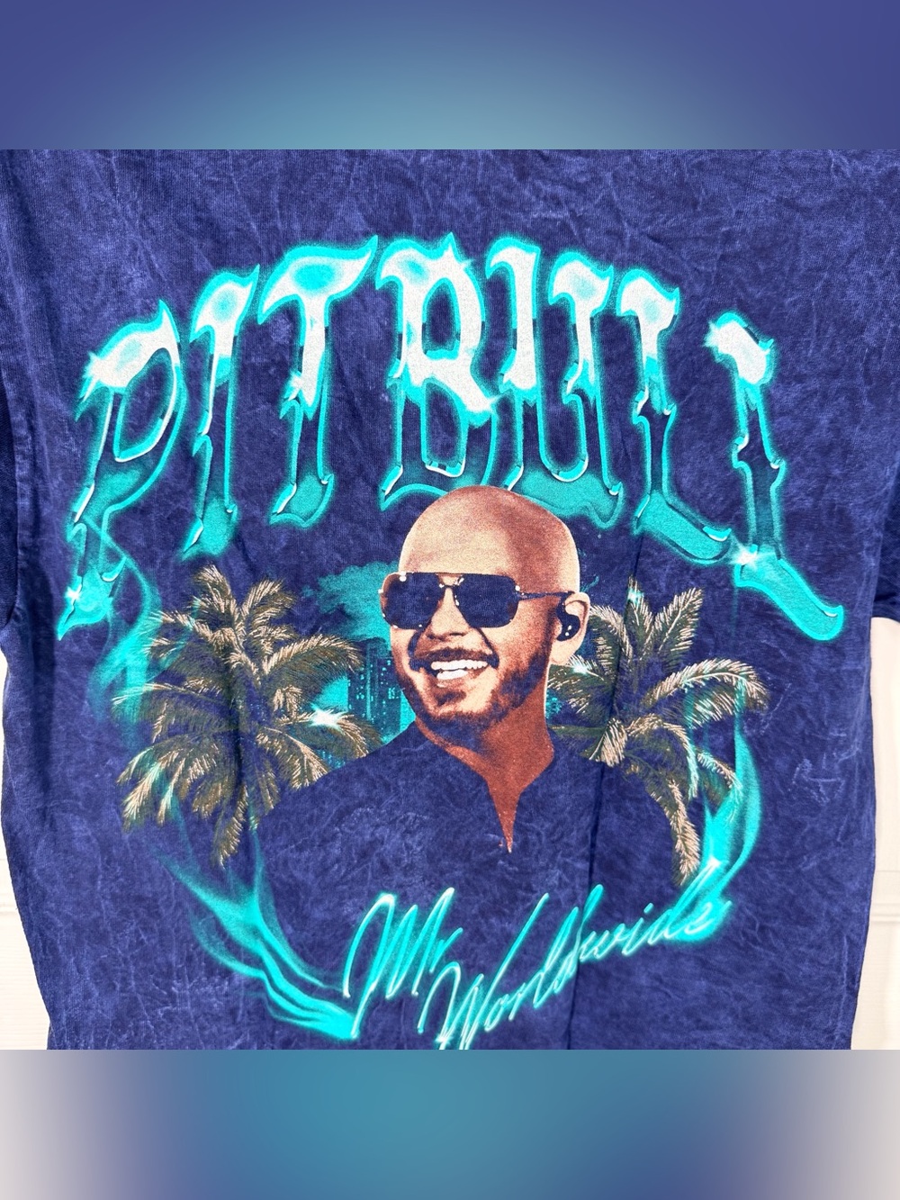 Pitbull Navy Blue 'Pit Bull' Graphic Tee with Teal Lettering - Picture 4 of 6